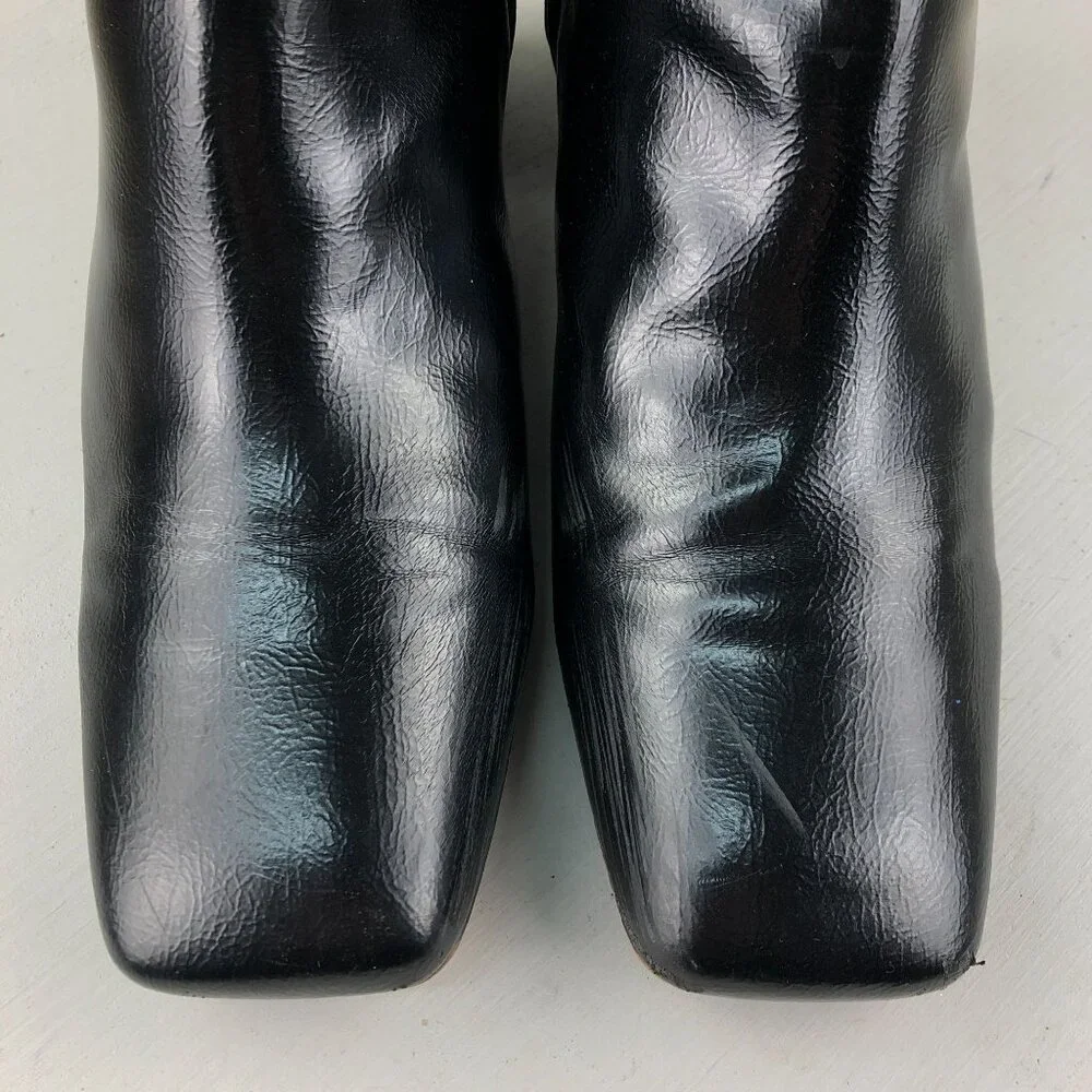 Franco Sarto Women's Size 10M Waxton Black Faux Leather Square Toe Ankle Booties